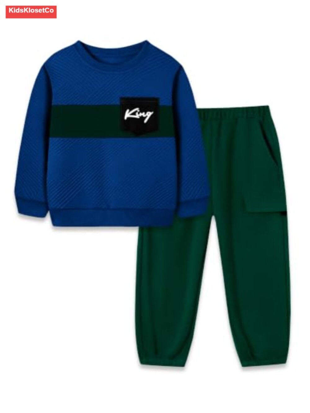 Boys Color Block Sweatshirt Cargo Pants Set 2PCS